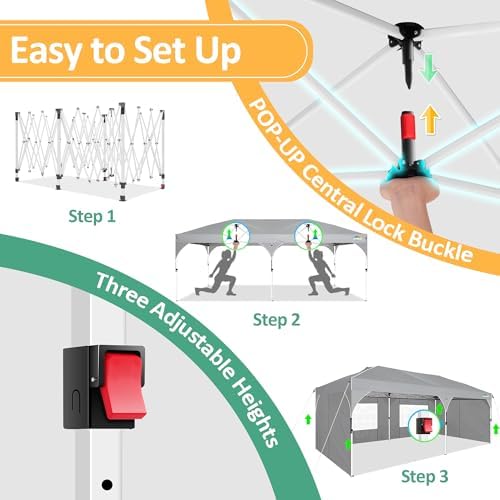 COBIZI 10x20 Pop Up Canopy: Canopy Tent with Patented Center-Lock Tech | Quic...