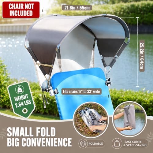 Universal Wind-Resistant Chair Umbrella Canopy, Foldable Portable UPF 50+ Sun...