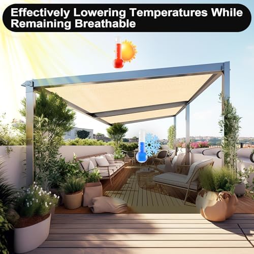Artpuch 90% Sun Shade Cloth, 8 x 10 FT Pergola Shade Cover Canopy with Gromme...