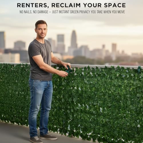 Artificial Ivy Privacy Fence Screen, 40x160in(43 Sqft) Anti-Ultraviolet Artif...