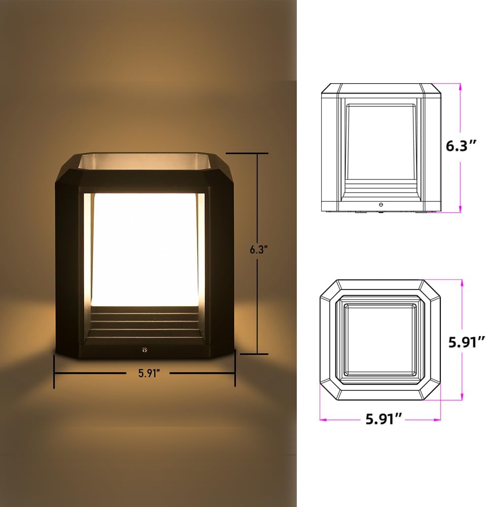 Hardwired LED Outdoor Post Light Waterproof Pillar Lamp