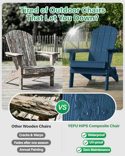 YEFU Oversized Plastic Adirondack Chair - Navy Blue