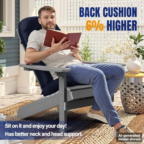 YEFU Adirondack Chair Cushion, 49x20 Rocking Chair Cushions Set of 2, Navy