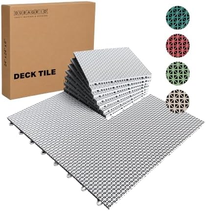 SnapLock DuraGrid 12"x12" Interlocking Deck Tiles, 40 Pack, Gray