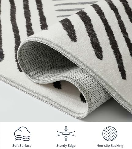YIHOUSE 5‘x7' Washable Black and White Rug, Modern Area Rug for Living Room