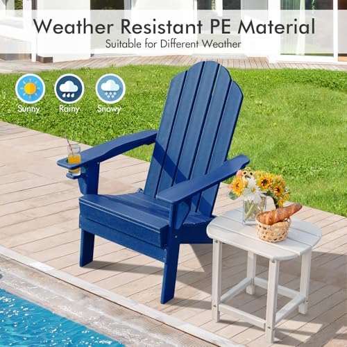 GIANTEX 2-Pack Adirondack Chair, Outdoor Folding Chairs, HDPE Weather Resista...
