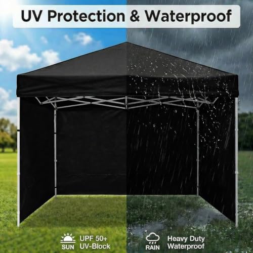 10 x 10 Canopy Sidewalls, 3 Pack Pop Up Canopy Tent Walls, Black