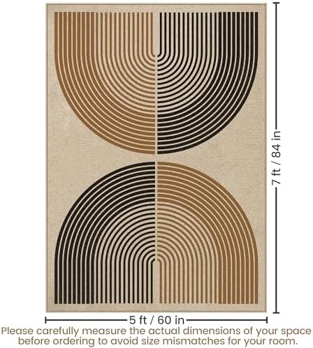 Washable 5x7 Modern Rainbow Easy Jute Indoor Outdoor Rug for Living Room