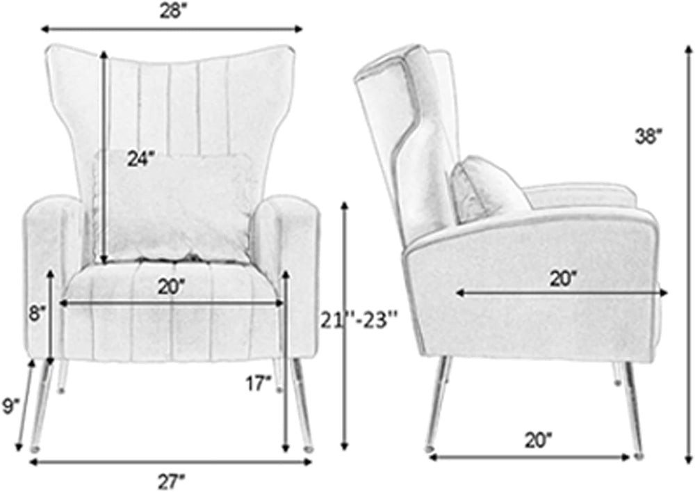 ZJhome Living Room Chairs Set of 2 Modern Velvet Accent Chairs with Lumbar Pi...