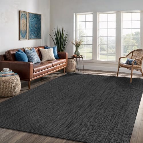 Washable Indoor Outdoor Rug 5x7 Weather Resistant Area Rugs Modern Solid for ...