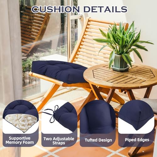 2 Pack U-Shaped Waterproof Outdoor Chair Cushions,Dark Grey