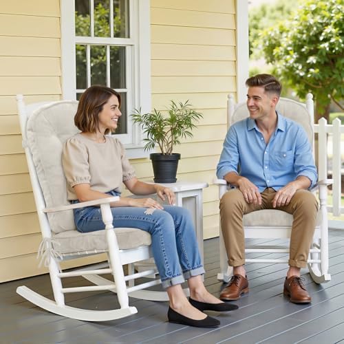 Detiblue Rocking Chair Cushion Set, Separate Seat & Back(38x17,White)