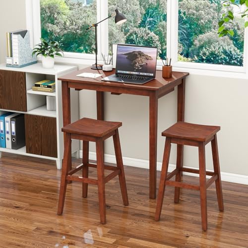 Giantex Bar Table and Chairs Set - 3-Piece Counter Height Dining Table Set wi...