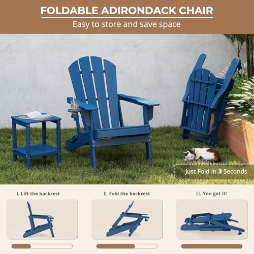 BRIOPAWS Folding-Adirondack-Chairs Set of 2 | HDPE Plastic | Fire Pit Chair |...