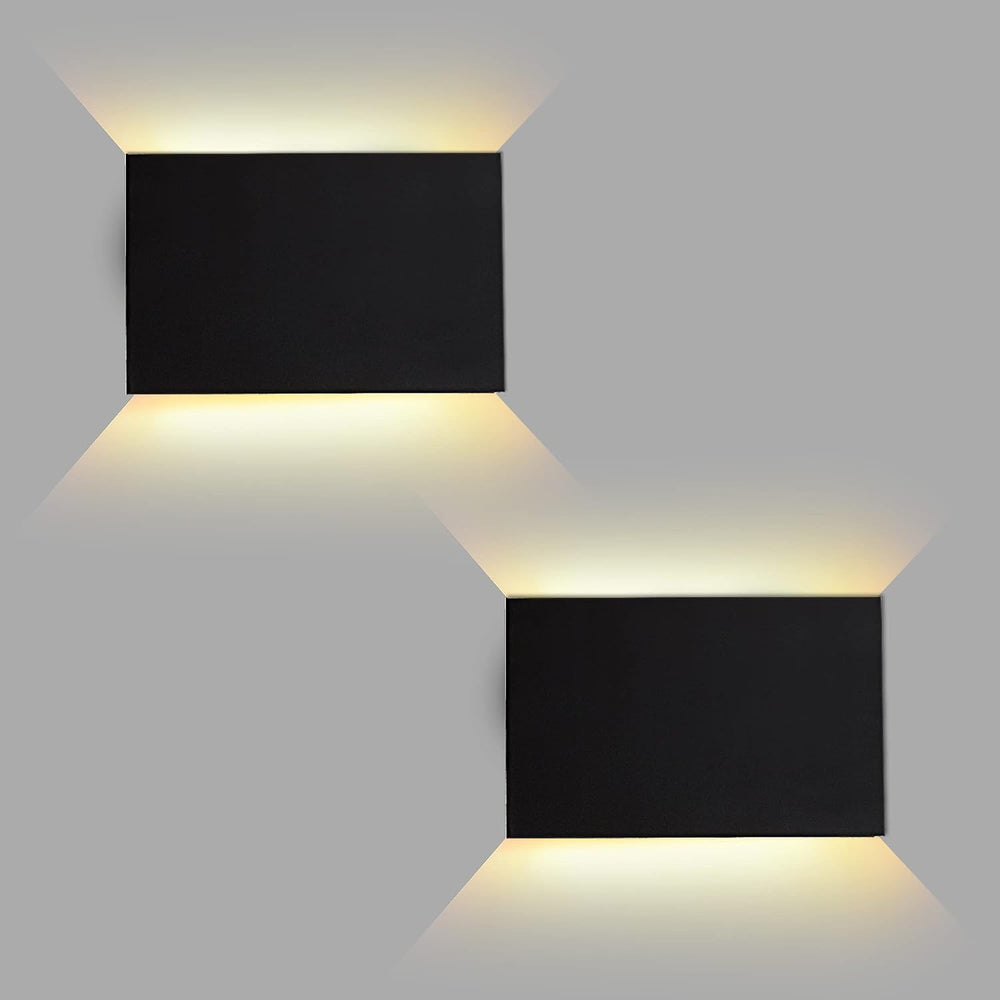 FUDESY LED Wall Sconce, 12W Up Down Outdoor Indoor Lights, Black, 2 Pack