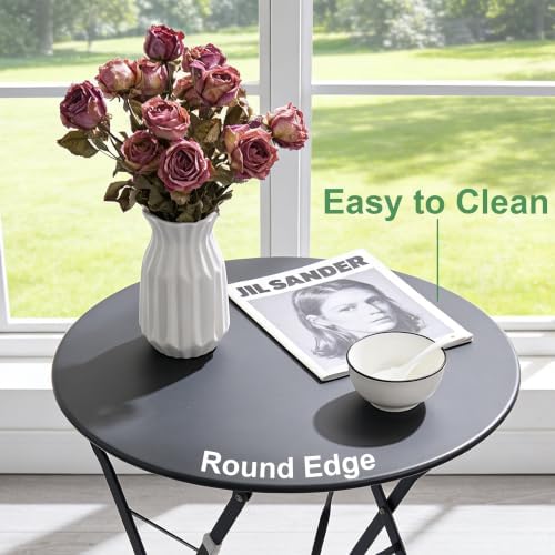 3-Piece Patio Bistro Set, Folding Outdoor Bistro Table and Chairs for 2 with ...