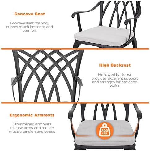 NUU GARDEN Bistro Set 3 Piece Outdoor Cast Aluminum Patio Bistro Set Patio Ta...