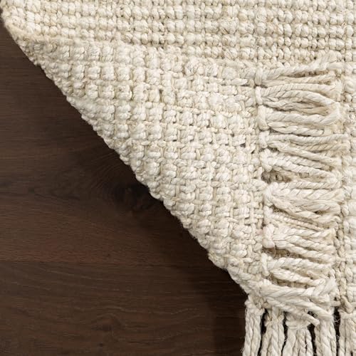 nuLOOM Daniela Off White Solid Flatweave Area Rug, 8' Round