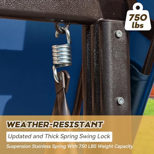 3 in 1 Outdoor Porch Swing with Adjustable Canopy, 3 Seat Outdoor Swing for A...