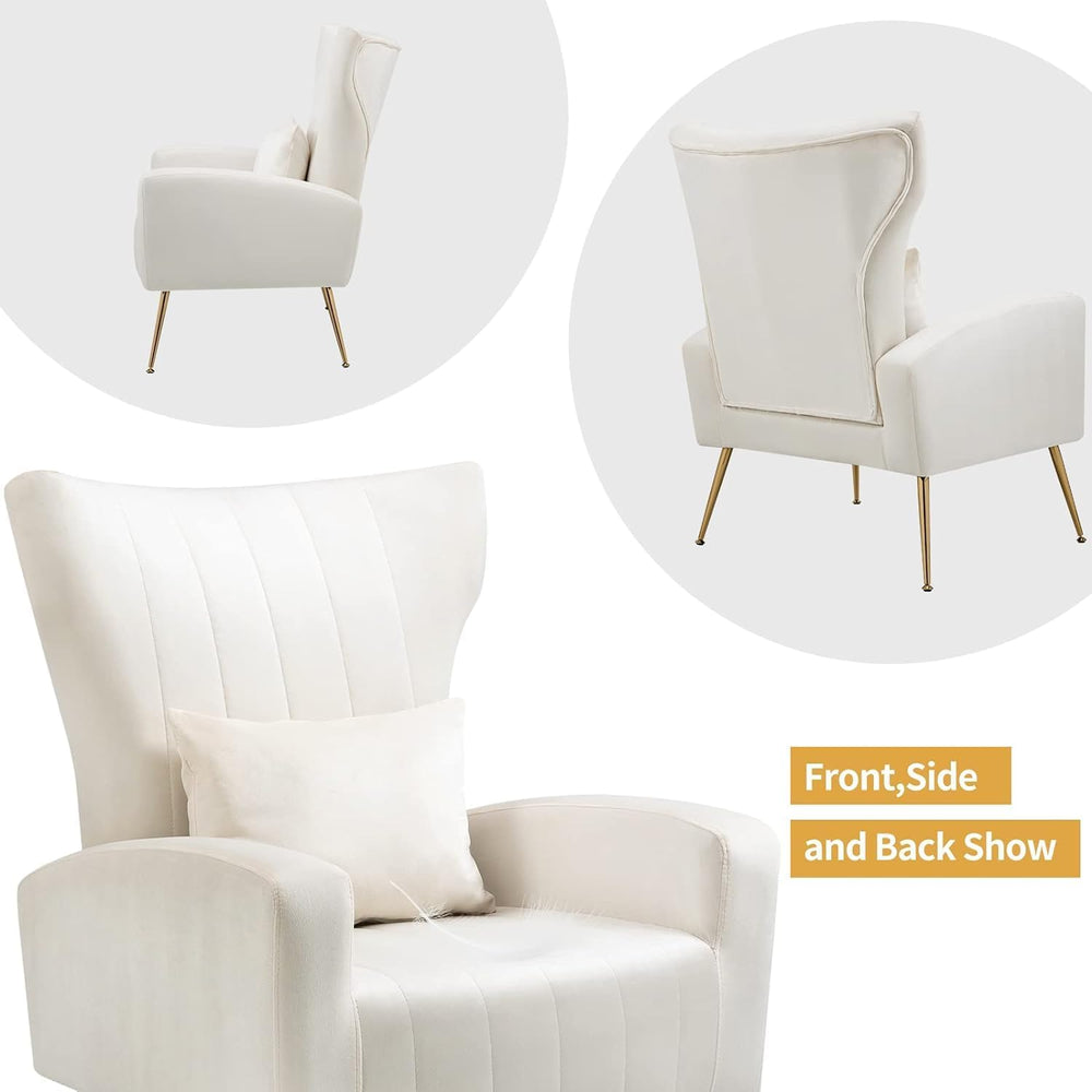 Velvet Accent Chair for Living Room Bedroom, Modern Arm Chair with Wingback &...