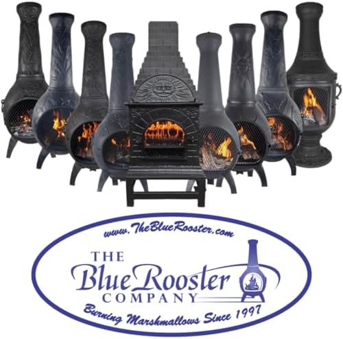 The Blue Rooster Casita Grill Chiminea Outdoor Fireplace Wood Burning Firepit...