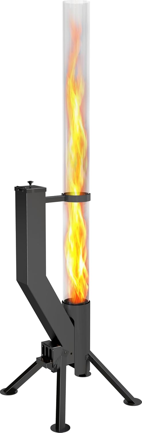 Premium 58in Wood Pellet Patio Heater, Fire Tube, Black