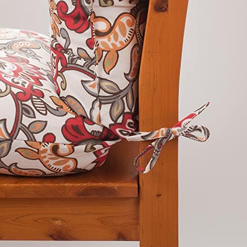 Magpie Fabrics Patio Tufted High Back Chair Cushion Set of 2-Botanical Red