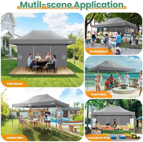 COBIZI 10x15 Heavy Duty Pop Up Canopy Tent with Sidewalls, Easy Up Canopy