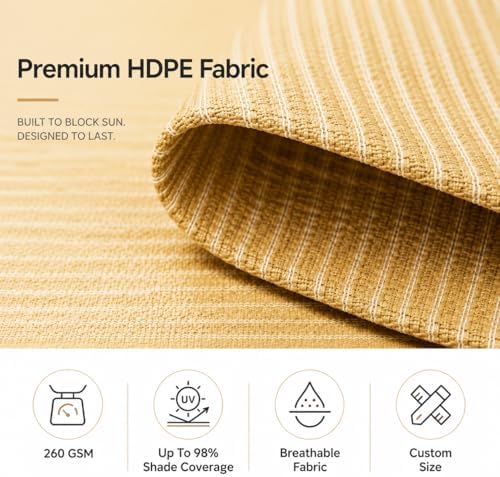 ShadeMart Heavy Duty 38' x 40' Beige Sun Shade Rectangle Pro Ring Cus...