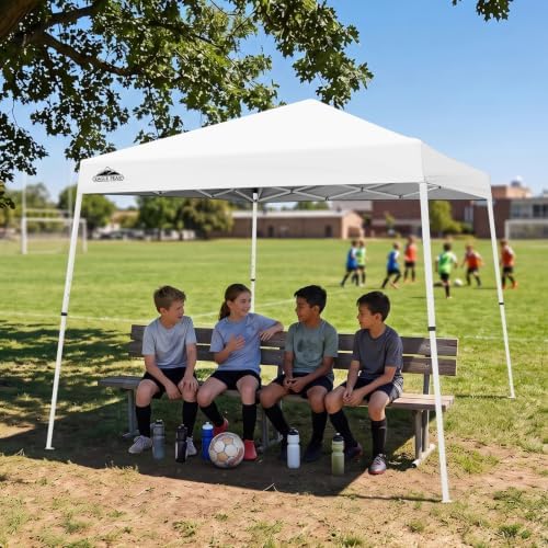 EAGLE PEAK 10x10 Slant Leg Pop Up Canopy Tent, White