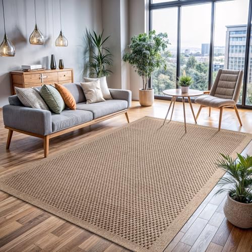 CAMILSON Easy Jute Rug 10x14, Indoor Outdoor Natural Color Fiber Area Rugs fo...
