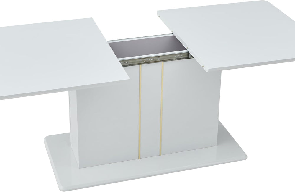 Homy Casa High Gloss Extendable Dining Table for 6 8 10 Persons, 63-80.7'...