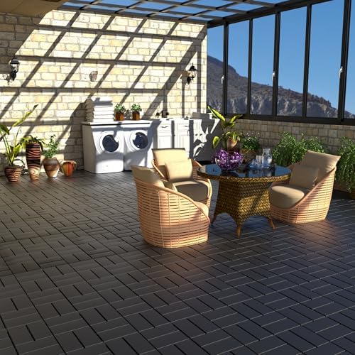 44 Sq. ft Plastic Interlocking Deck Tiles, ACIDBOLT 44 PCS 12" x 12&quot...