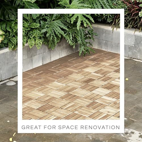 THYOI Premium Deck Tiles, 10 Pcs Patio Flooring - White - Crossed Pattern