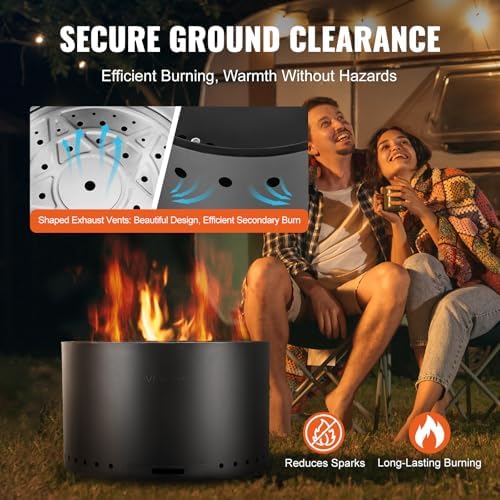 VEVOR Smokeless Fire Pit Stove Bonfire, H: 17 in x Dia: 28 in,Wood Burning Fi...