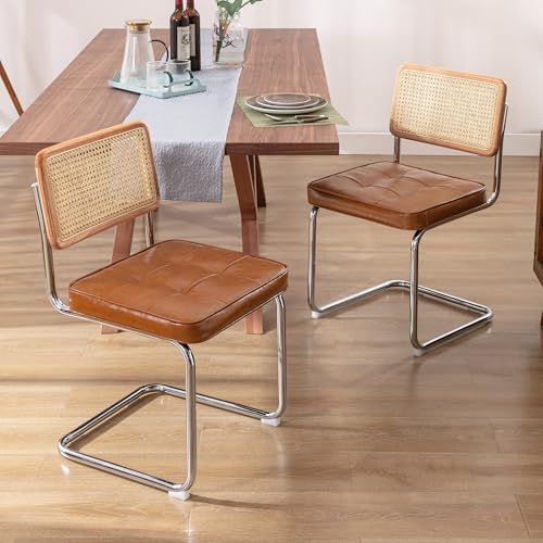 Zesthouse Natural Rattan Dining Chairs Set of 2, Modern Cesca Kitchen Chair