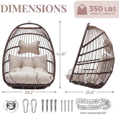BULEXYARD Heavy-Duty Egg Swing Chair Without Stand, Hanging Egg Chair