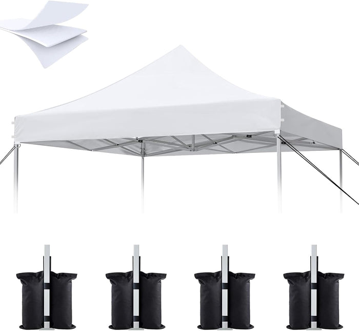 10x10 Canopy Replacement Top, Heavy Duty Pop Up Tent Cover(Top Only)(White)