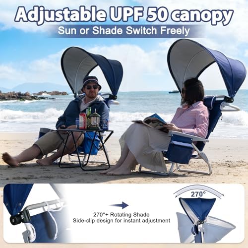2 Pack Beach Chair with Umbrella and Canopy Shade, Aluminum Backpack Beach Ch...
