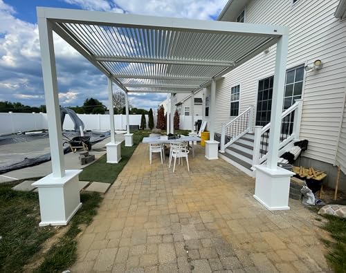 PURPLE LEAF Louvered Pergola 12' x 20' White Adjustable Hardtop for P...