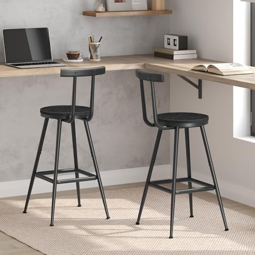 MAHANCRIS Bar Stools, Set of 2 Bar Chairs with Backrest and Footrest, 26&quot...