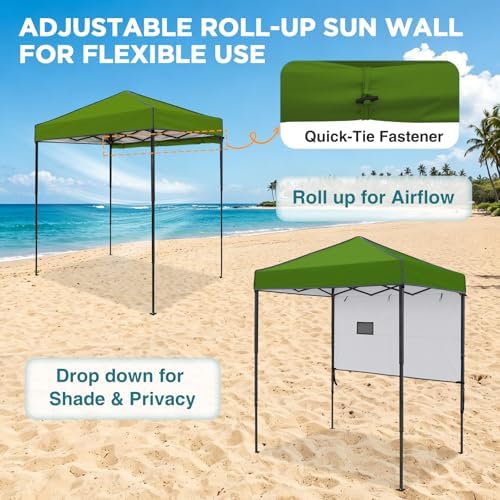 EAGLE PEAK 6x4 Instant Pop Up Canopy Tent with 1 Half Wall, Grass Green