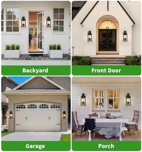 25'' Large Outdoor Wall Lights, Modern Black Exterior Sconce Light Fi...