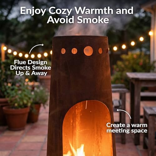 Sunnydaze Santa Fe Large Wood Burning Chiminea Outdoor Fireplace, 50"