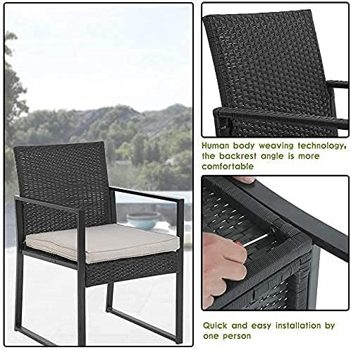 3 Pieces Outdoor Patio Furniture Sets Wicker Porch Furniture Bistro Table Rat...