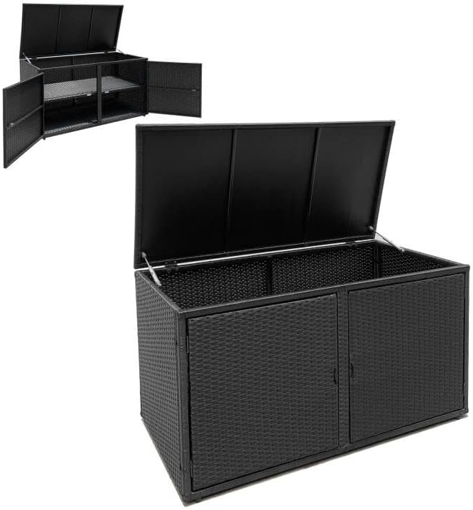 Giantex Rattan Deck Box Outdoor&Indoor 88 Gallon Wicker Storage Bench W/S...