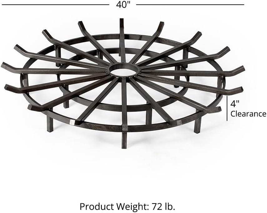 Ash & Ember 40" Wagon Wheel Fire Pit Grate, High Efficiency & Sm...