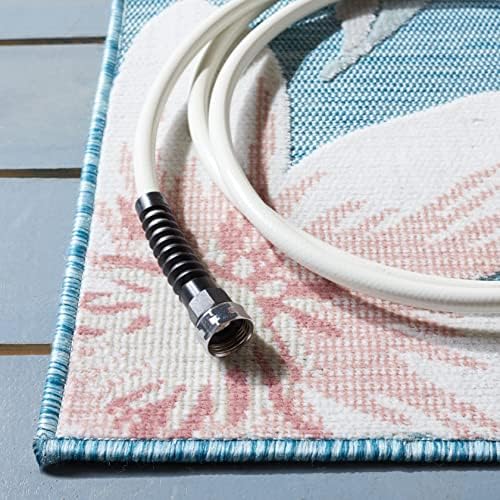 SAFAVIEH Washable Rug Outdoor Cabana Collection - 4' x 6', Aqua &...