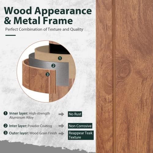 YOLENY 10' x 13' Hardtop Gazebo Faux Wood Grain with Aluminum Frame, ...