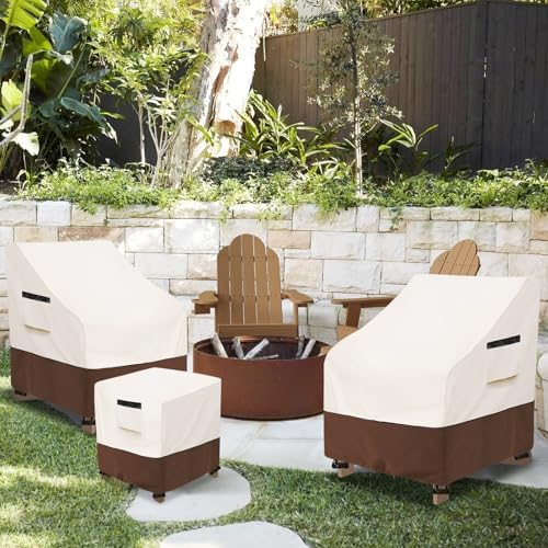 3 Pieces Patio Adirondack Chair Sets Covers,600D Waterproof Heavy Duty Patio ...